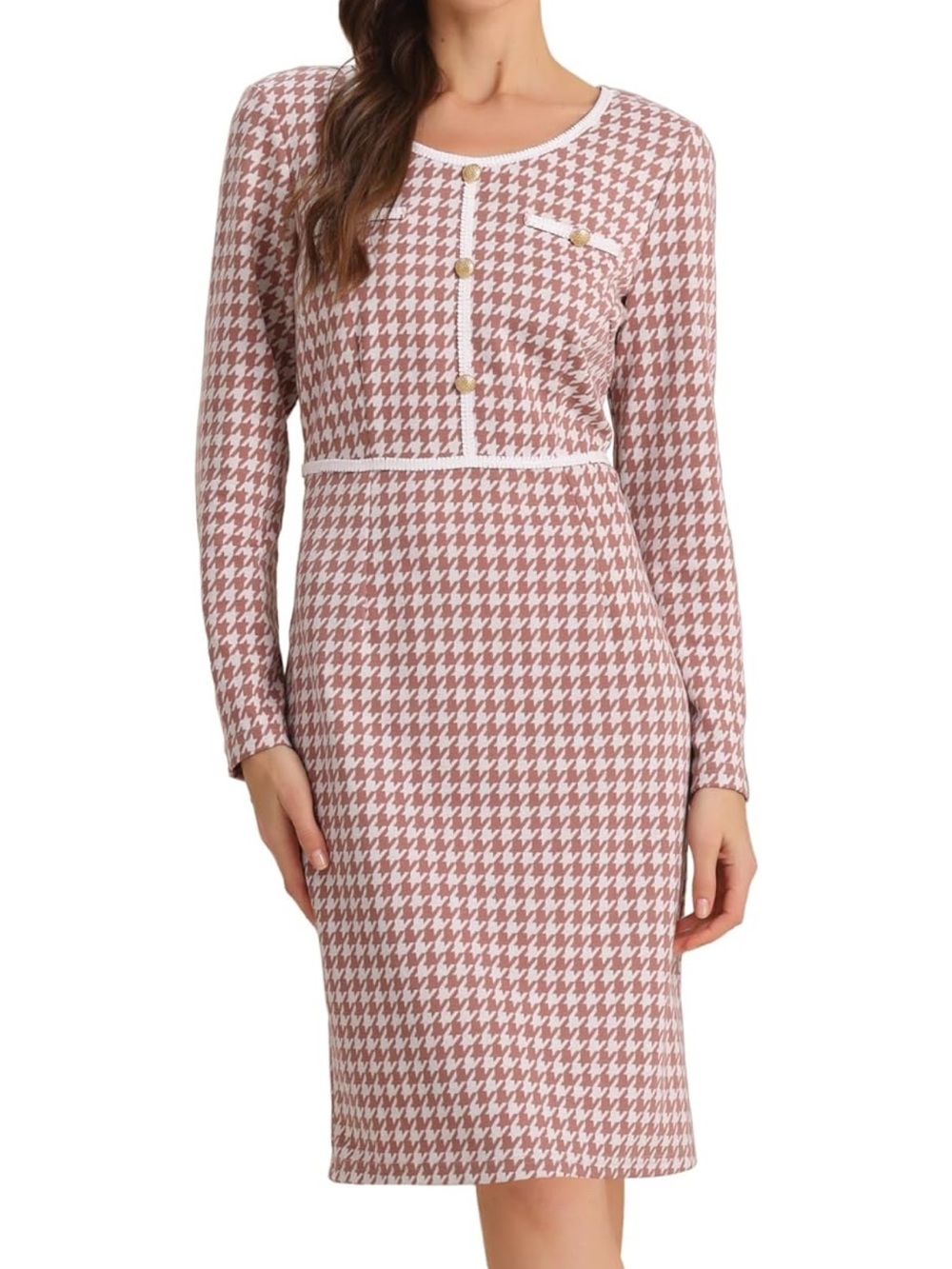 Allegra K Houndstooth Sheath Dress
